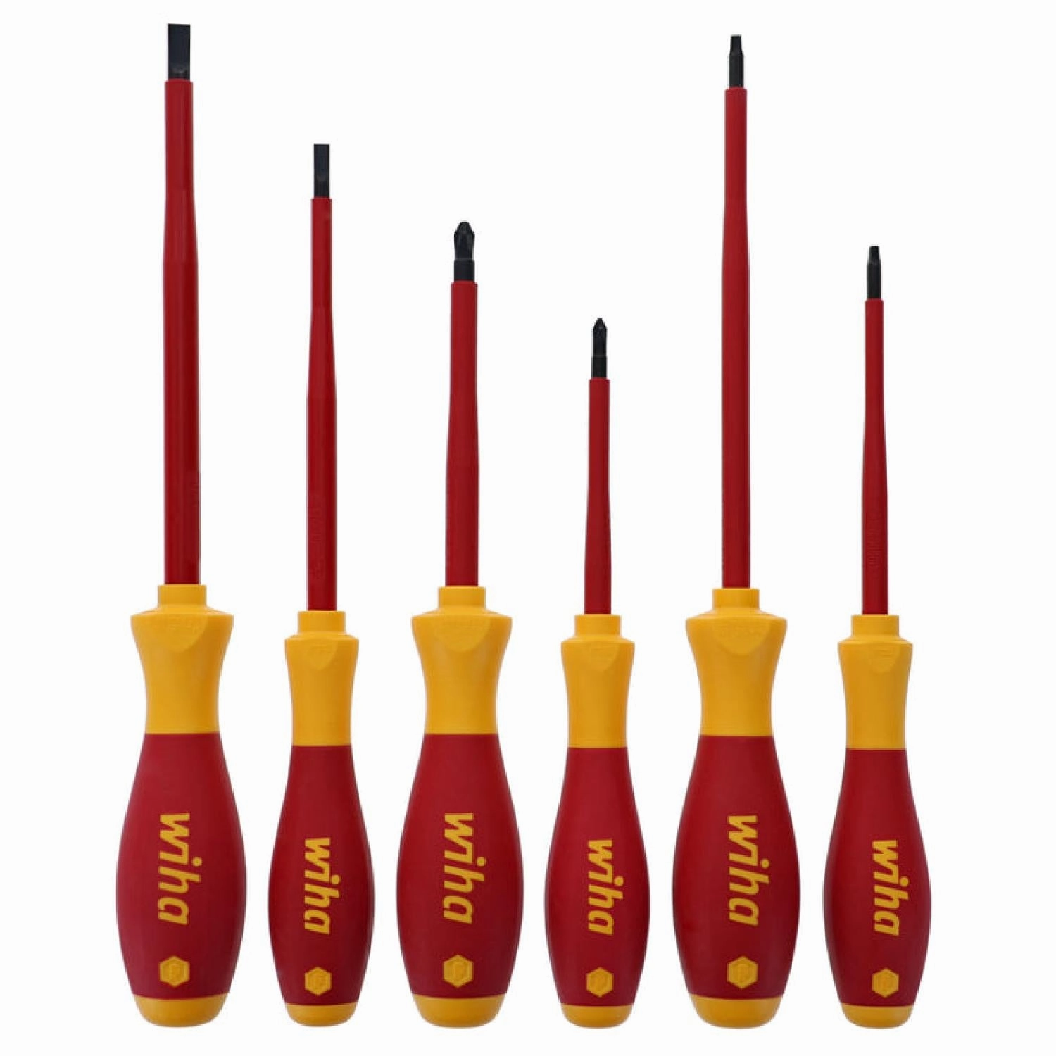 Wiha Tools 35890 6 Piece Insulated Slotted, Phillips and Square Screwdriver Set