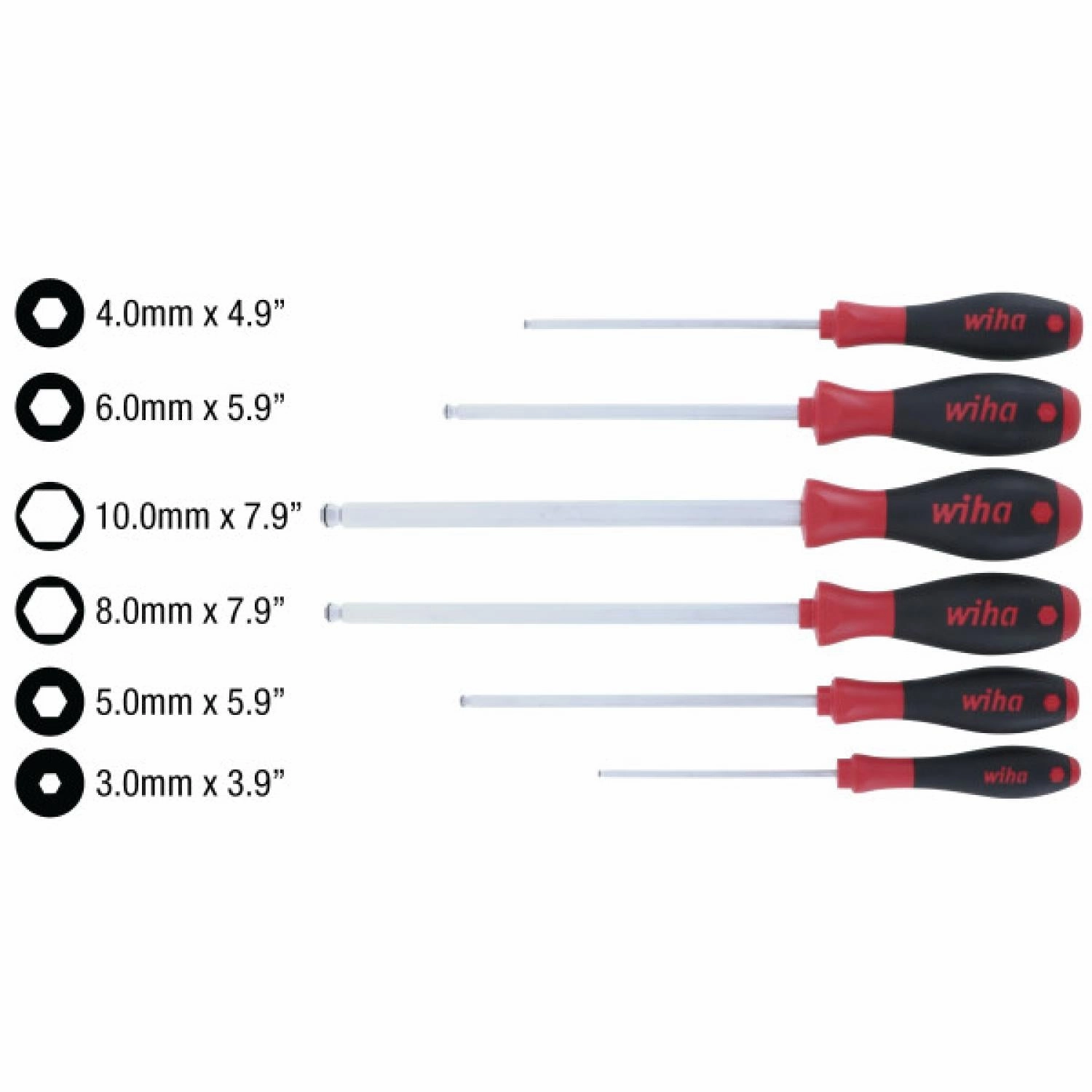 Wiha Tools 36792 MagicRing Ball End Metric Screwdriver Set, 6 Pc. Set