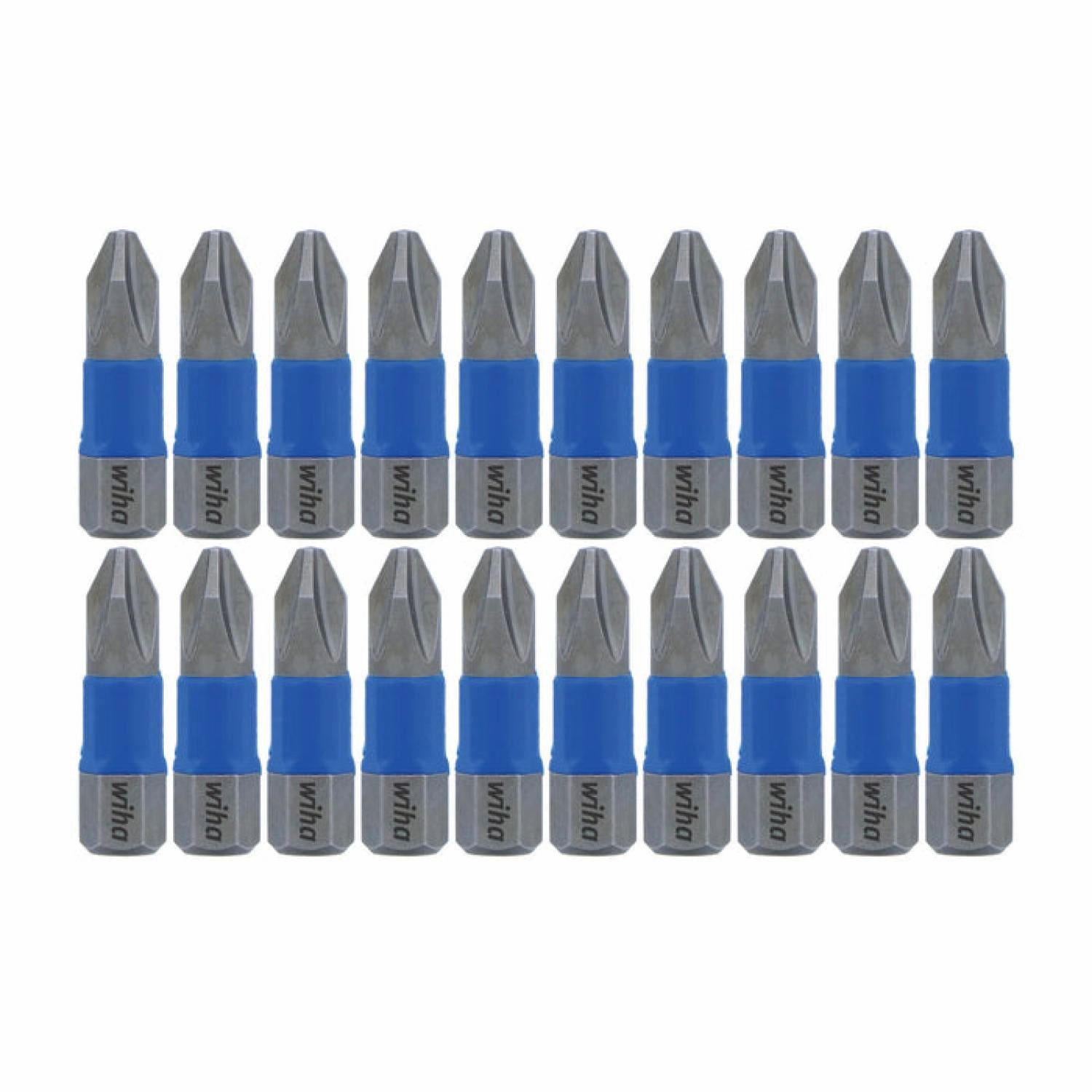 Wiha Tools 70042 TerminatorBlue Impact Bit Box - Phillips #2 - 1 Inch - 20 Pack