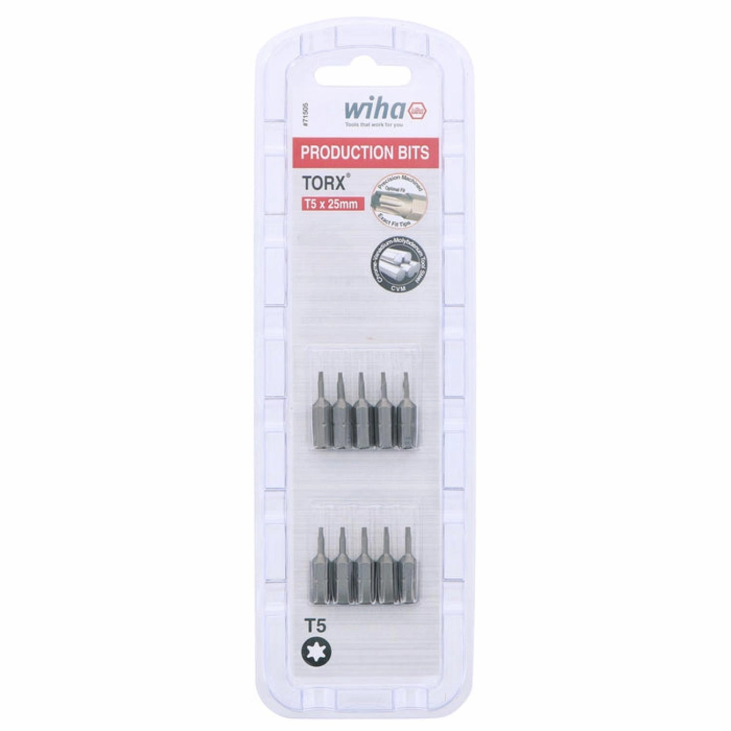 Wiha Tools 71505 T5 x 25mm TORX Insert Bit, 2 Pack