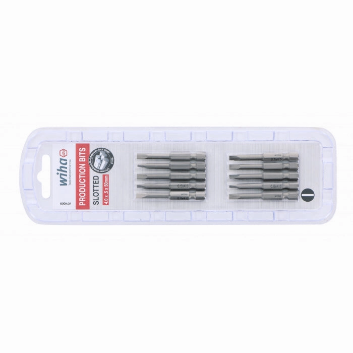 Wiha Tools 74009 Slotted Power Bit, 4.0 mm x .5 mm x 50 mm, 10 Pk.