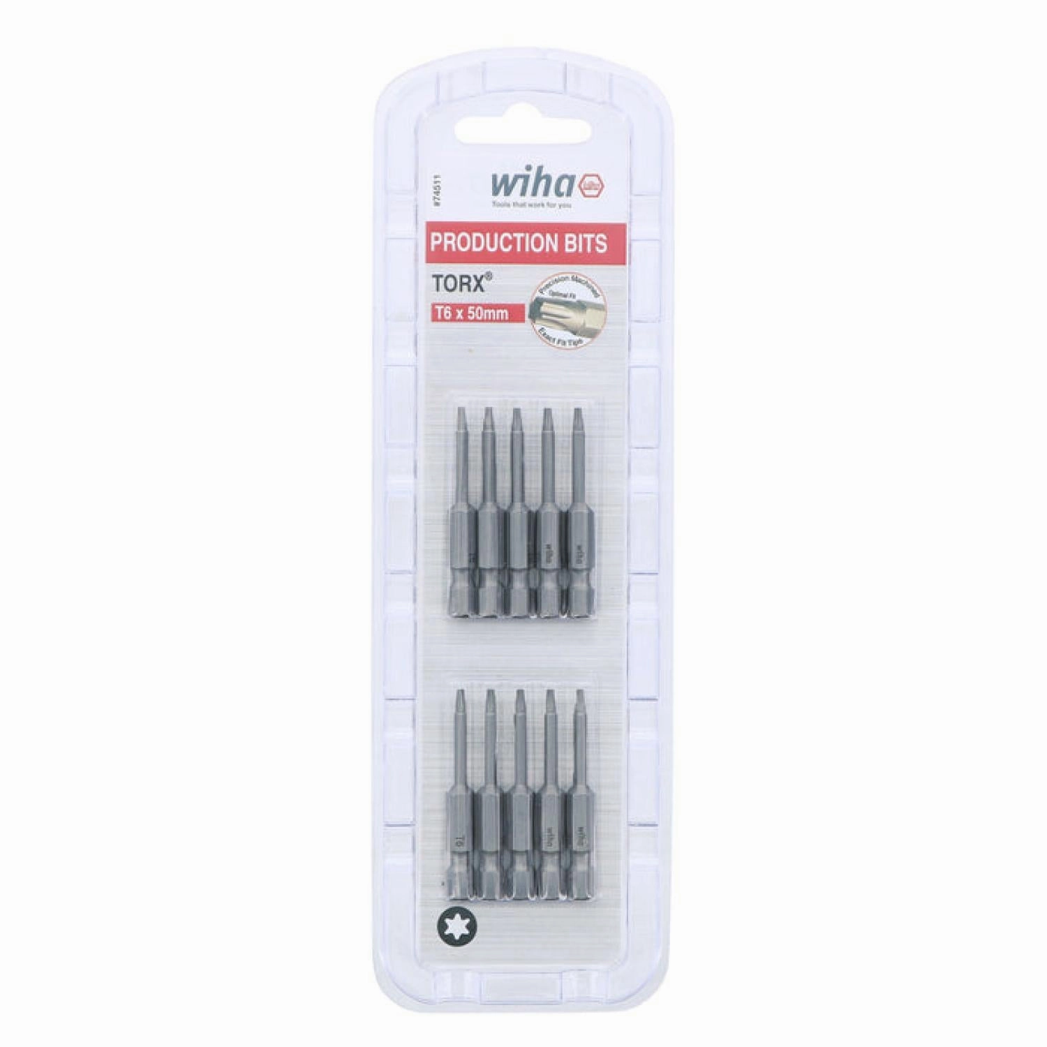 Wiha Tools 74511 TORX Power Bit, T60 x 50 mm, 10 Pk.