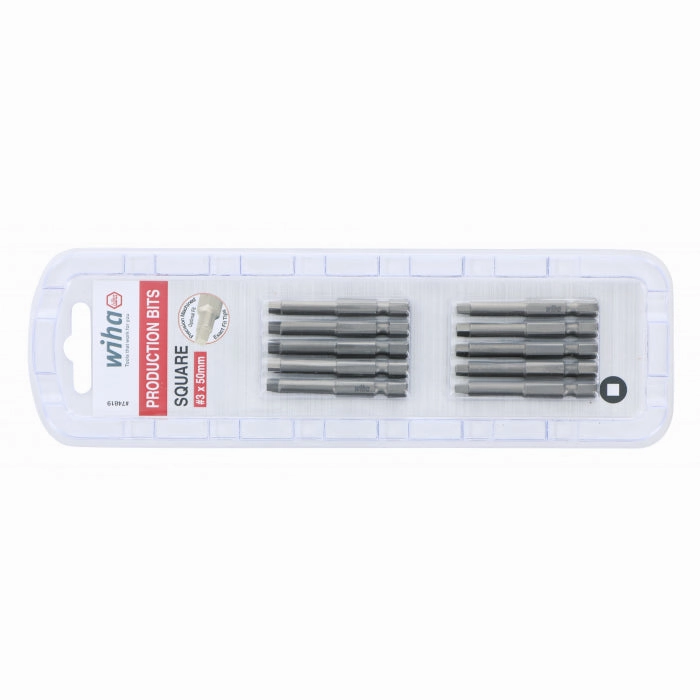 Wiha Tools 74819 Square Power Bit, #3 x 50 mm, 10 Pk.