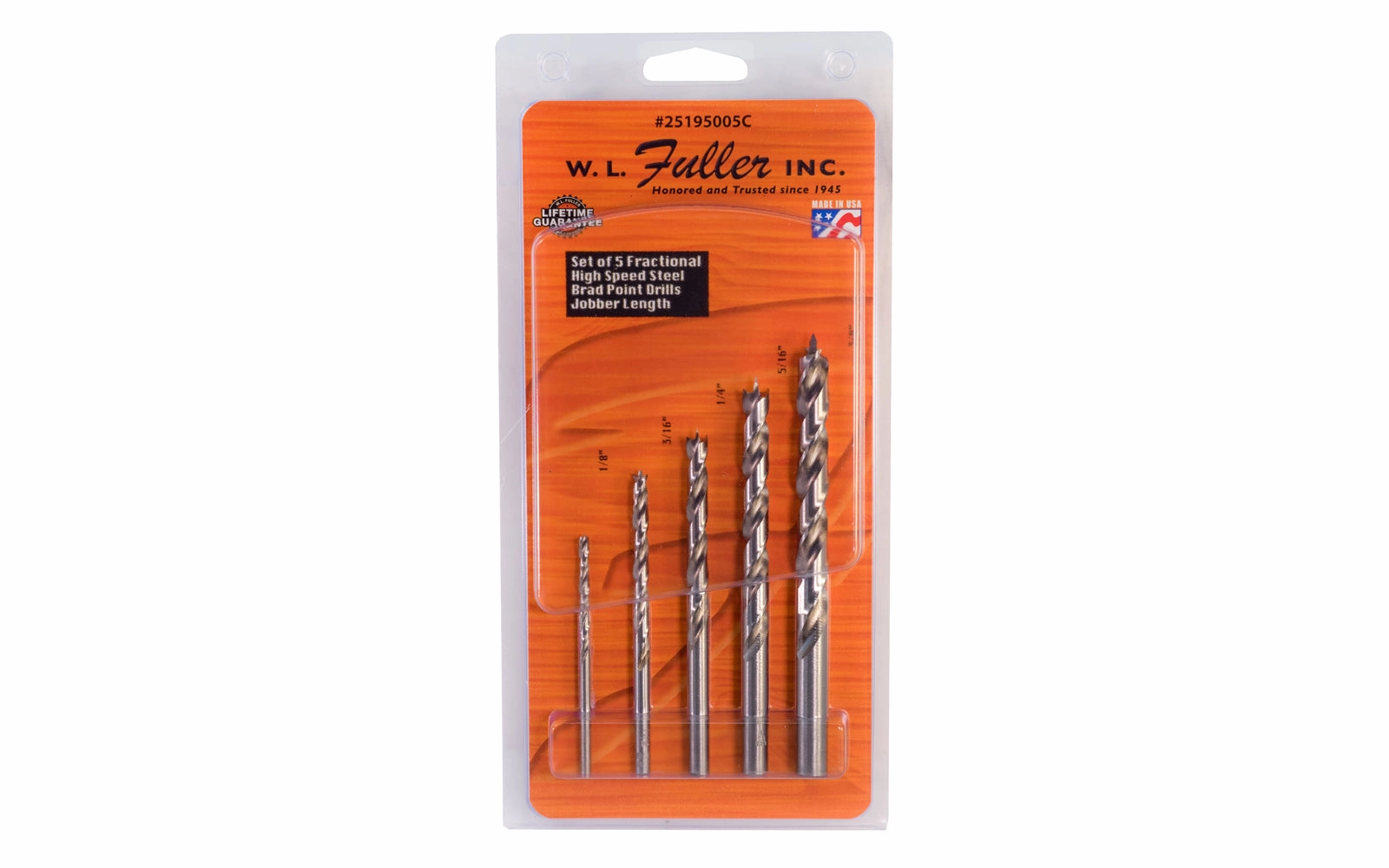 WL Fuller 5-PC SAE Brad Point Set - 25195005C