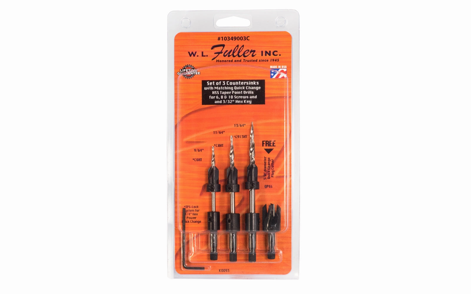 WL Fuller Four-Flute Type "C" Countersink & Tapered Drill Bit Set ~ 10349003C
